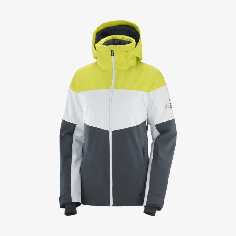 Chaquetas De Esquí Salomon Slalom Insulated Hoodie Mujer Verdes Blancos Negros | MX IVST905